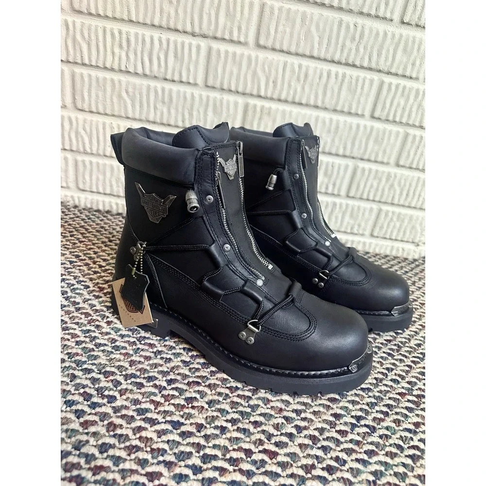 NIB HARLEY DAVIDSON Mens 13 Leather BRAKE LIGHT Riding Boots Biker Moto BLACK